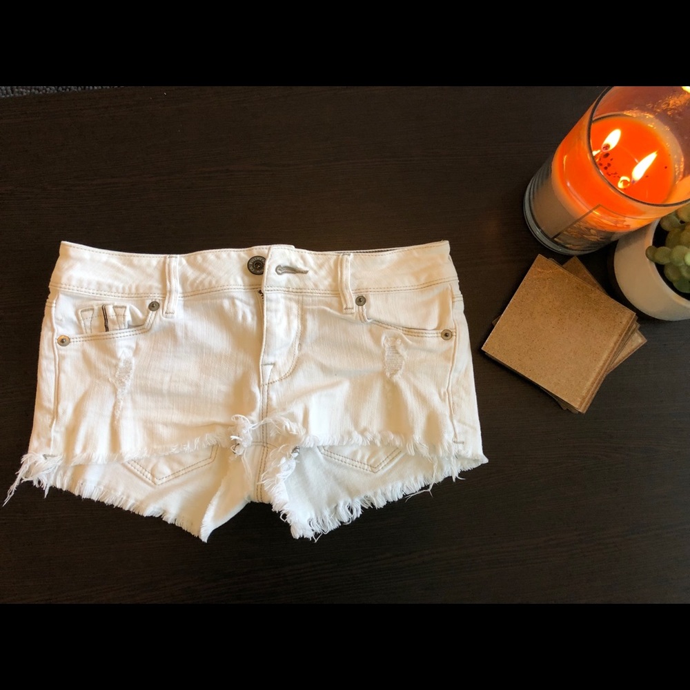 White Distressed Denim shorts